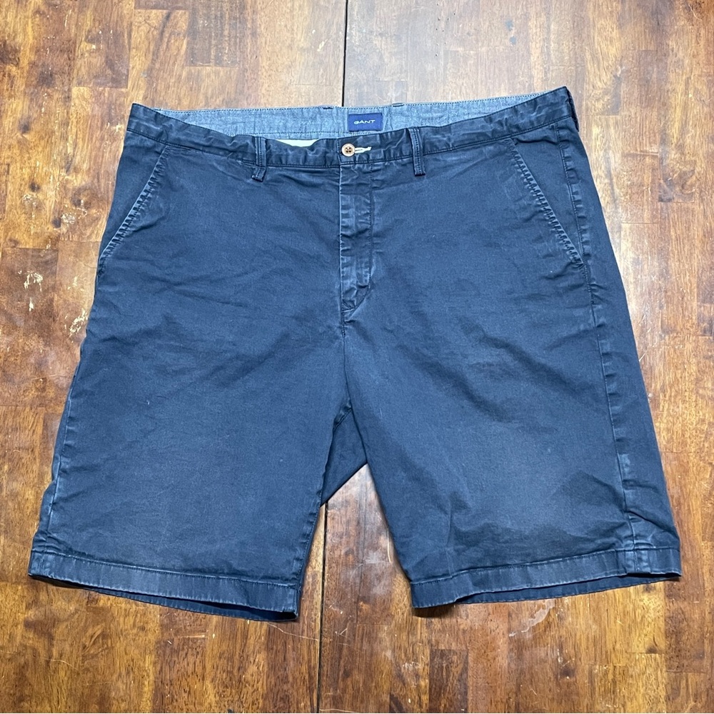 Gant Mens Relaxed Fit Chino Shorts Size 42 Navy Blue Cotton Flat Front
